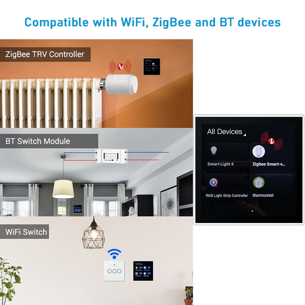 Panel,Function App Remote Lcd Screen Temperature Weather Display Panel Wifi Scene Remote With 4-inch With 4-inch Lcd App Remote With Switch Bt Function Wall Switch Bt Dsfen