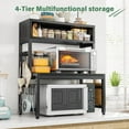 thumbnail image 5 of GHooa Microwave Stand, 205LBS Microwave Shelf, Adjustable Countertop Shelf Heavy Duty 4-Tier with 9 Hooks for Kitchen Counter Organizer, Microwave Stand with Storage and Microwave Oven Rack (Black), 5 of 9