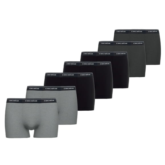 CECEBA Calzoncillos bóxer para hombre, pack de 7 - Monza, ropa interior, logotipo, unicolor Negro/Gris M (Medium)