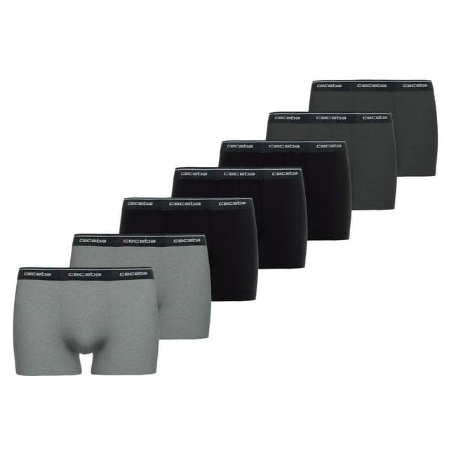 CECEBA Calzoncillos bóxer para hombre, pack de 7 - Monza, ropa interior, logotipo, unicolor Negro/Gris 3XL (XXX-Large)