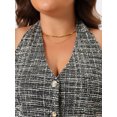 thumbnail image 5 of DARING DIVA Women's Plus Size Vintage Halter Button Down Tweed Vests 1X Black, 5 of 6