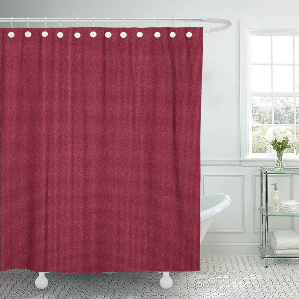 CYNLON Red Burgundy Solid Cranberry Maroon Faux Denim Bathroom Decor