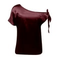 thumbnail image 5 of MIXUE Boho Tops For Women Summer Satin Solid Color Off Shoulder Sleeveless Vest T-shirts Activewear,Red,L, 5 of 5