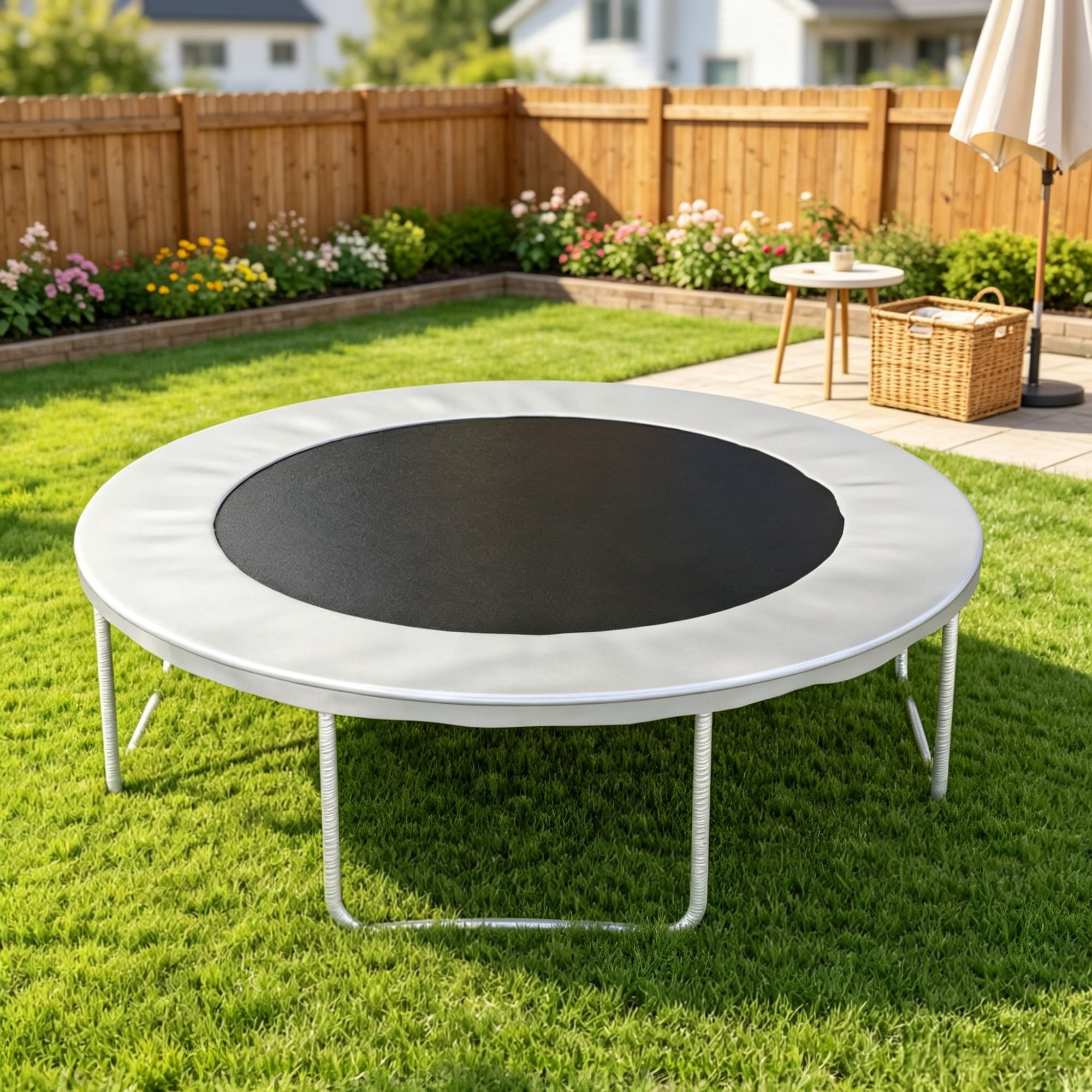 12' Trampoline Replacement Mat, 72 V-Hooks, Fits 5.5" Springs, for Backyard Old Trampoline Surface Upgrade, Black (Spring & Frame Not Included)