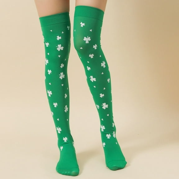 Oxodoi St.Patrick's Day Party Striped High Socks Women Over Knee High Socks Compression Socks(Length:70CM)