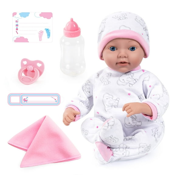 Reborn 15" Baby Doll Set in White Pink Elephant