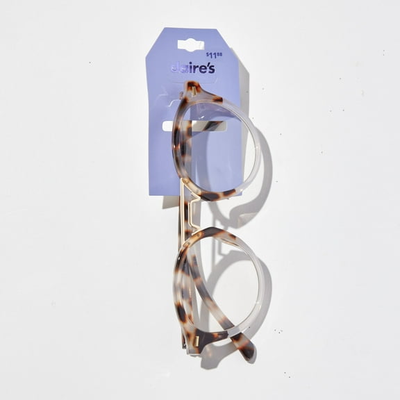 Claire's Adult Women's Classic Tortoise Brown Blue Light Reading Glasses, Clear Lens