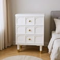 thumbnail image 3 of Resenkos 3-Drawer Bedside Table, Acrylic Metal Legs, Compact Nightstand for Bedroom, Space-Saving, Sleek Design, White, 3 of 9