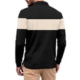 thumbnail image 4 of Men's Long Sleeve Collared Polo Shirt, Button Down Striped Plaid Color Block Casual Top with Pocket, Beige XL, 4 of 7