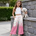 thumbnail image 5 of COEQINE Girls Wide Leg Ruffle Pants High Waisted Palazzo Pants with Pockets Flowy Trousers Comfy Fall Outfits for 5-6 Years Little Girls, Drip Ice Cream Pink, 5 of 8
