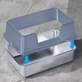 thumbnail image 3 of CAJA DE DE ACERO INOXIDABLE, BANDEJAS DE GATOS EXTRA GRANDES DE 20 L, BANDEJA DE GRANDE DE LADOS ALTOS ALTOS DE 28 CM CON TAPA PARA TODOS LOS GATOS, 3 of 7