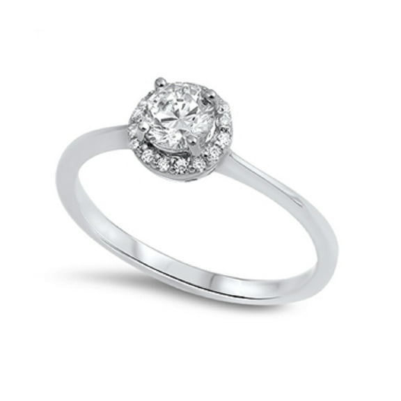 Solitaire Cubic Zirconia Ring Sterling Silver 925