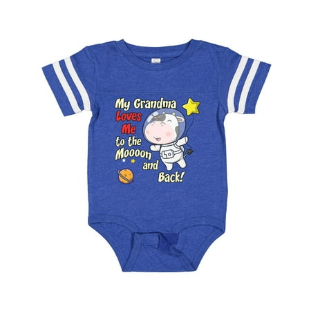 

Inktastic My Grandma Loves Me Cow Astronaut Gift Baby Boy or Baby Girl Bodysuit