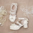 thumbnail image 3 of SACFOF Women Lolita Kawaii Shoes Chunky Heel Mary Janes Ankle Strap Lace Pumps Bow Cute Block Heel Rockabilly Shoes, 3 of 6