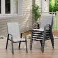 thumbnail image 2 of Patio Chairs Set of 6, Outdoor Stackable Dining Chairs with Textilene Fabric, All-Weather Deck Stacking Chairs with High Back for Backyard Poolside Garden Balcony, Grey, 2 of 8