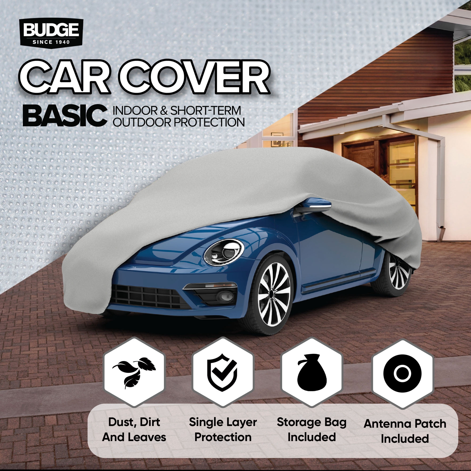 Budge Basic Car Cover, Lightweight, Breathable Indoor Car Protection, Size 2 for Small Vehicles