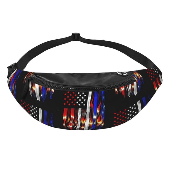 Women Men Distressed America Flag Art Fanny Pack Sling Crossbody Bag for Outdoor Travel Sports Hiking