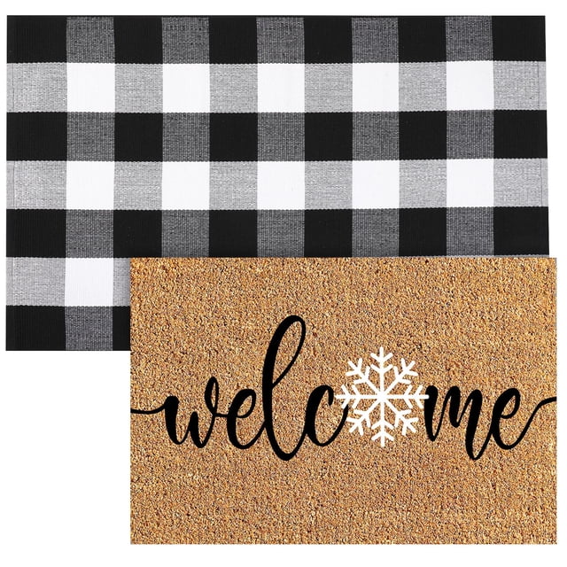 Juego de felpudos Duraaamo Winter Coir Outdoor Snowflake Christmas