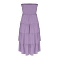 thumbnail image 6 of Odbmxy Bandeau Women's Midi Dress Sleeveless Dresses for Women A-Line Purple Party Tunic Loose Solid Color Peplum Dress, 6 of 8