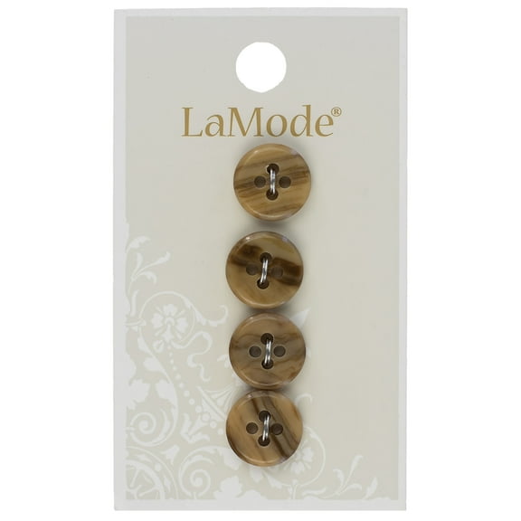 LaMode Round Buttons, 1/2" (12mm), 4 Piece, Beige