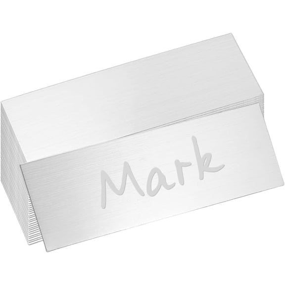 40Pcs Name Plates Engraved Blank Plate Stainless Steel Name Tag Rectangle Frame Names Label Art Tag for Frame with Adhesive Backing