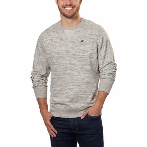 Textured French Terry Crew Large Gray 