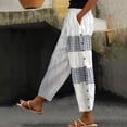 thumbnail image 3 of Women's Pants Fashion Casual Pants For Women Solid Color Striped Buttoned Cropped Trousers, 3 of 4