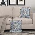 thumbnail image 3 of Light Blue Grey Gray Boho Pillow Covers 20 X Inch Bohemian Ethnic Carpet Style Vintage Flower Print Decorative Throw Pillows Outdoor Linen Cushion Case Farmhouse Decor Set of 2, 3 of 6