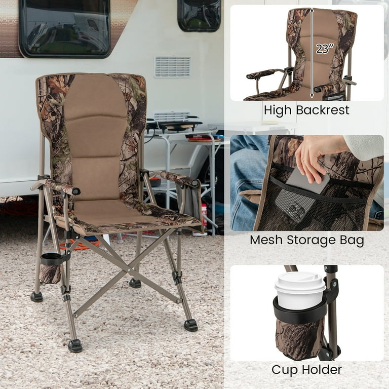Gymax Portable Folding Camping Chair, Heavy Duty 400 lbs, Padded