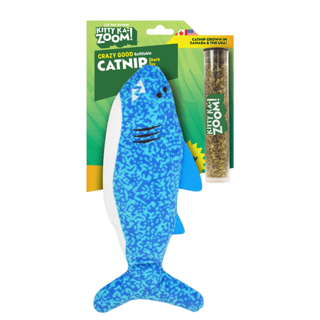 Kitty Ka-Zoom Shark Kicker High Potency Refillable Plush Catnip Cat Toy