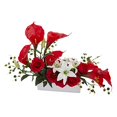 thumbnail image 2 of Nearly Natural 1639-RD Mixed Lily & Rose Artificial Arrangement - Red, 2 of 2
