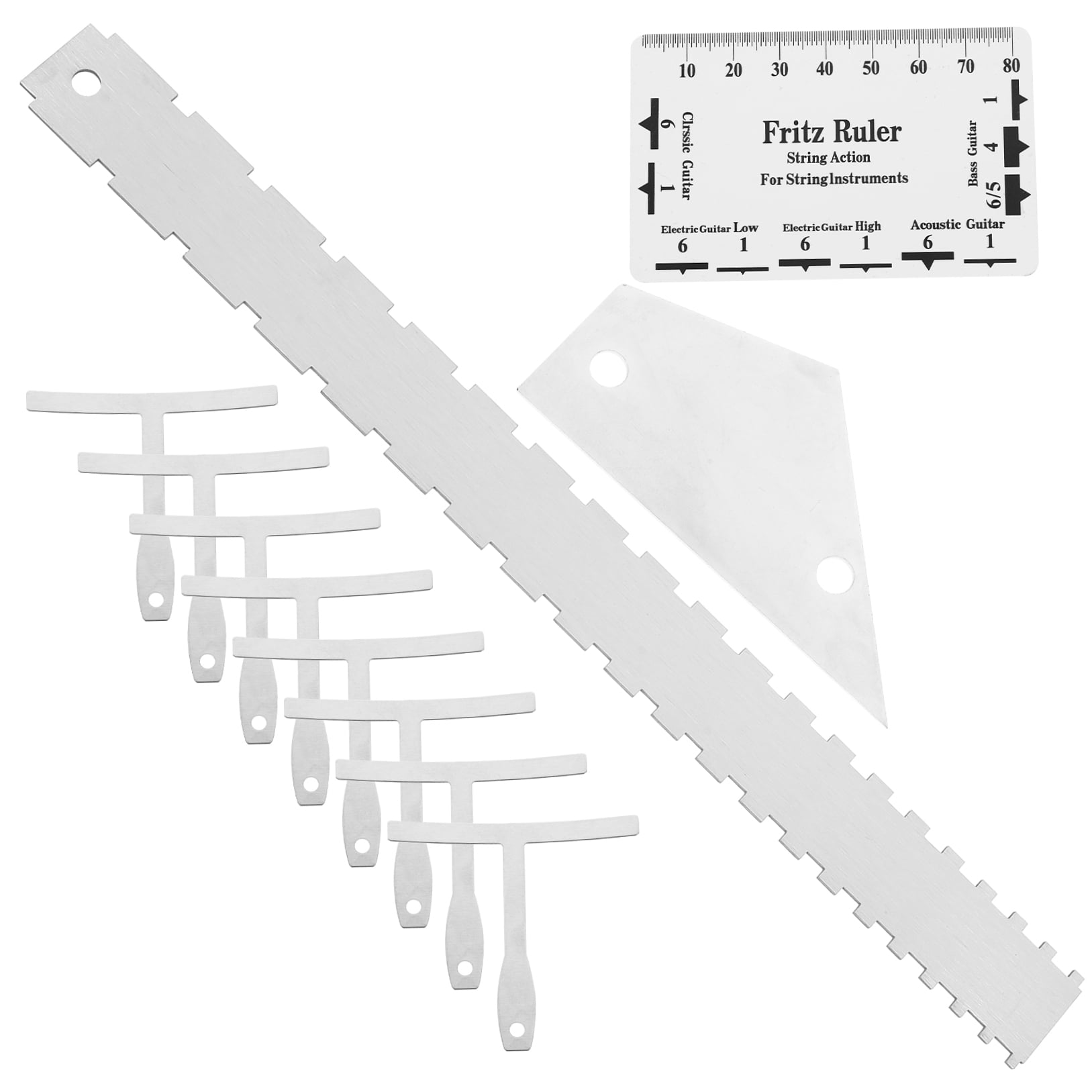 Raindrops 12pcs Guitar Luthier Tools Guitar Radius Gauge String Action Ruler Straight Edges Ruler Fret Rocker Set