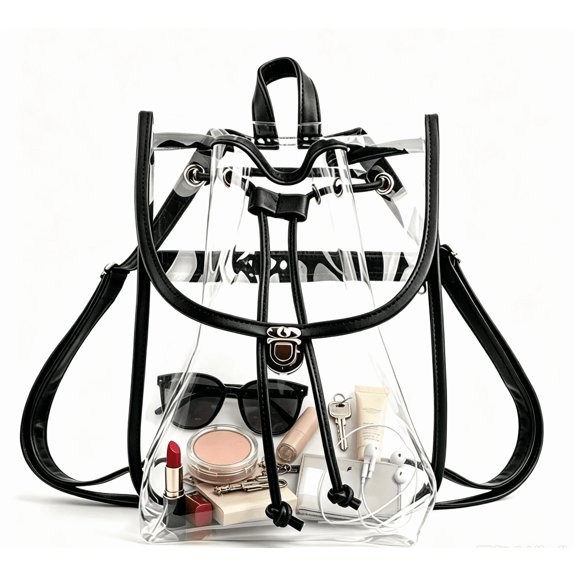Heavy Duty Clear Drawstring Backpack Stadium Security Approved Mini Gym Bag PVC Transparent Backpack for Concerts Festivals Travel Sports Events