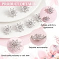 thumbnail image 4 of 6 PCS Cubic Zirconia Button 0.7x0.7inch Crystal Zirconia Buttons with 2mm Hole Flower Shape Button Platinum Brass Shank Buttons for Garment Accessories for Clothes Bags Hats Decoration, 4 of 9
