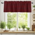 thumbnail image 2 of Red and Black Buffalo Check Plaid Valances for Windows, 60 x 18in, Lattice Classic Black Red Rod Pocket Kitchen Valance Curtain Light Filtering Window Treatments for Living Room Bedroom, 1 Panel, 2 of 7