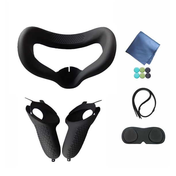 Juego de Protector VR Gafas VR Cubierta de Silicona Controlador Protector Kit Reemplazo para Oculus Quest 2, Negro 12 Unids/set seitruly EL001231-02B