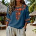 thumbnail image 2 of CONZONE Women's Tshirts 3/4 Sleeve T Shirts for Women Casual Crew Neck Embroidery Lightweight Tees Soft Cozy Tops, 2 of 4