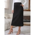 thumbnail image 3 of DARING DIVA Women's Midi Skirt Adjustable High Waist Over Belly Stretchy Jersey 2XL Black, 3 of 8