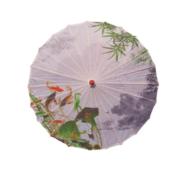 Bewildely Paraguas de tela de seda, estilo chino tradicional, papel al óleo, danza clásica femenina, sombrilla decorativa, disfraz, accesorios de Paraguas de lluvia Tipo 19 Bewildely HA073075-02