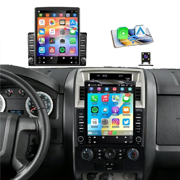 Zcargel Android 13 9.7in GPS Navigation Car Stereo Head Unit, Vertical Touchscreen Radio with Backup Camera, Wireless CarPlay Android Auto Bluetooth WiFi DSP for Ford Escape 2008-2012
