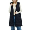 thumbnail image 5 of Sexlip Long Puffer Vest Women Winter Quilted Hooded Lightweight Zip Up Sleeveless Coat Casual Warm Jackets with Pockets Black M, 5 of 9