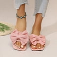 thumbnail image 2 of Agkizg Womens Indoor Outdoor Slides, Beach Walking Sandals, Squares Toe Flat Slide Sandals Bow Decorative Casual Indoor Outdoor Summer Daily Slippers, 2 of 7