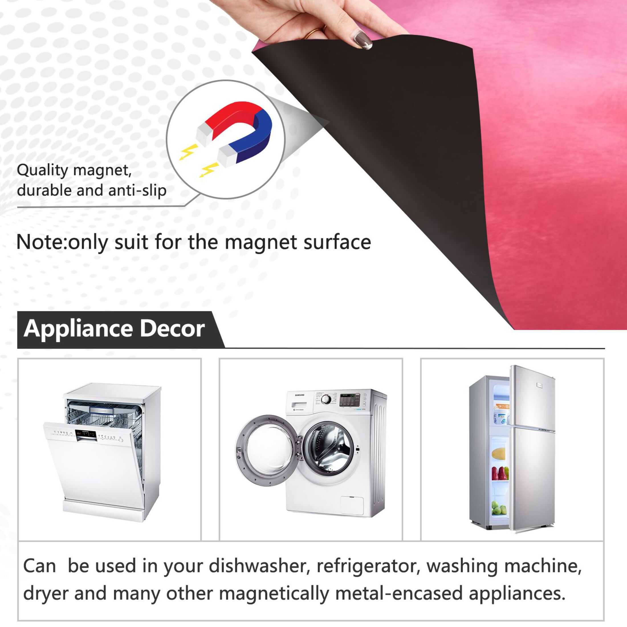 Dishwasher Magnetic Sticker 23x26 Inch Refrigerator Magnetic Sticker Washing Machine Magnetic Sticker Kitchen Panel Magnetic Sticker Home Decor Red Blue Pattern