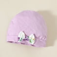 thumbnail image 4 of KIMI BEAR Newborn Baby Girls Bodysuit Winter Warm Clothes Long Sleeves Romper Bowknot Floral Jumpsuit Button Bottom One-piece Overalls with Headband and Hat and Gloves 4pcs Purple NB, 4 of 9