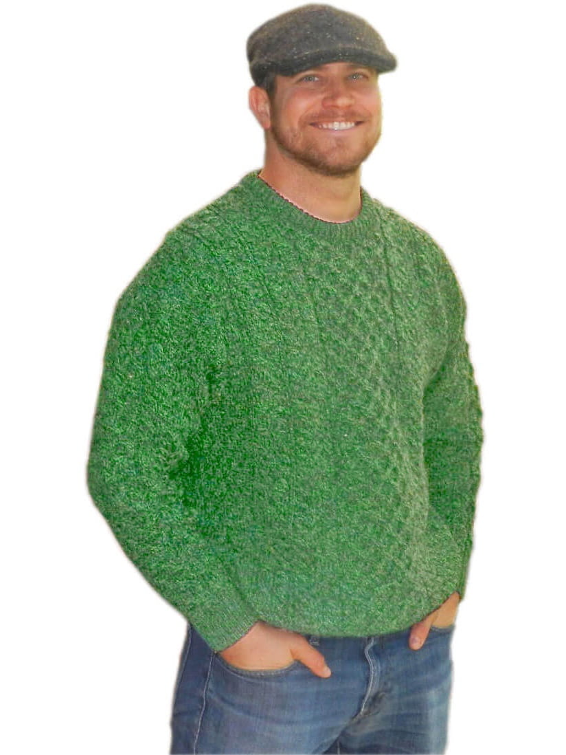 Carraig Donn Mens Aran Sweater, Made in Ireland, 100 Real Irish Wool