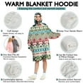 thumbnail image 5 of Wearable Oversized Blanket,Teal and Orange Geometric Boho Pattern Wearable Blanket Hoodie for Adults,Cozy Hooded Blankets with Super Pockets,Super Warm Fuzzy Pullover for Women & Men, 5 of 6