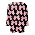 thumbnail image 4 of Womens 3/4 Sleeve Tops Round Neck Fashion Casual Bow Print Tops Shirts Chic Pullover, 4 of 5