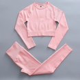 thumbnail image 5 of Top de manga larga sin costuras para mujer, mallas de cintura alta, pantalones, conjunto de Yoga, ropa de entrenamiento, ropa deportiva para gimnasio, Fitness, traje deportivo de realce, 2 uds., 5 of 5