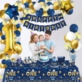 thumbnail image 5 of 172 PCS Mr Onederful Birthday Decorations - Blue Gold Birthday Plates, Napkins, Cups, Balloons, Birthday Banner, Cake Topper and Tablecloth for Baby Shower 1st Birthday Boy Decorations, Serve 20, 5 of 6