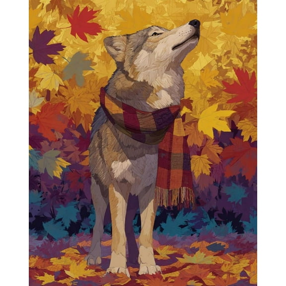 Paint by Numbers for Adults Kids Beginner Black Dog in Autumn Leaves DIY Acrylic Painting by Numbers Kits with Brushes Acrylic Pigment Home Decoration Gifts 16 x 20 inch